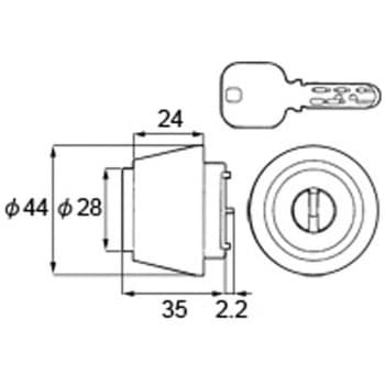 交換用シリンダーミワJN1ロック3034用 TOSTEM(LIXIL)