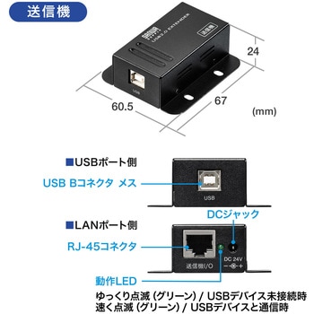 USB2.0エクステンダー(2ポートハブ付き) サンワダイレクト
