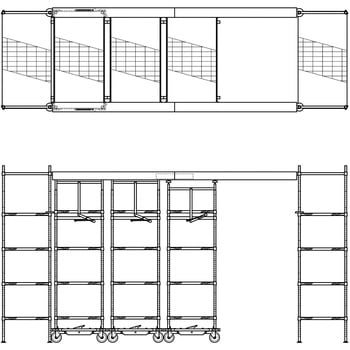トップトラックモービルユニット ステンレス棚 ERECTA(エレクター)