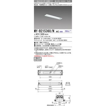 LEDライトユニット形ベースライト 20形 埋込形 100幅 下面開放タイプ