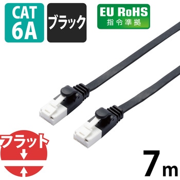 LANケーブル CAT6A準拠 ギガビット 爪折れ防止 フラット より線 スリムコネクタ RoHS 1.4mm エレコム