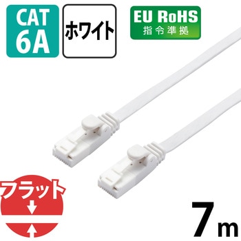 LANケーブル CAT6A準拠 ギガビット 爪折れ防止 フラット より線 スリムコネクタ RoHS 1.4mm エレコム