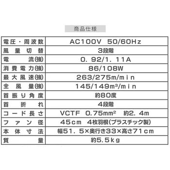 工場扇 床置き式 45cm羽根 床置式 フロア 大風量 業務用 工業用 ナカトミ
