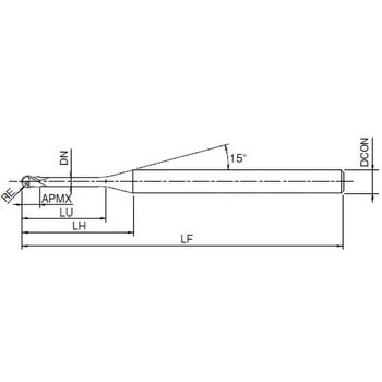 銅電極用DLC超硬エンドミル(高精度仕上げ用2刃ロングネックボールタイプ) AE-LNBD-N OSG(オーエスジー)