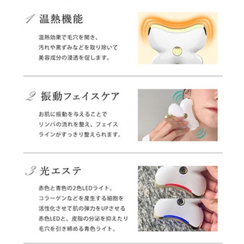 ポータブル電動美容ローラー 温熱 振動 光エステ 赤青LED リフトアップ ハリ FASCINATEBEAUTY