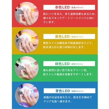 ポータブル光美顔器 赤黄緑青4色LED USB充電式 フェイスケア むくみ解消 FASCINATEBEAUTY