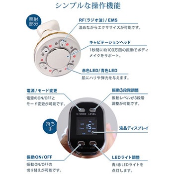ポータブルマルチダイエット美容器 EMS キャビテーション 温熱振動赤青LED FASCINATEBEAUTY