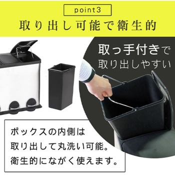 ゴミ箱 45リットル 3分別 ペダル付 足踏み式 衛生的 丸洗い可 お手入れ簡単 SunRuck