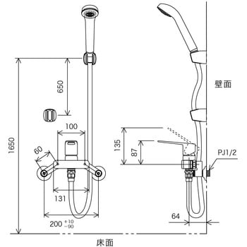 FSB110KMSFT シングルシャワー(シャワー専用型) 1個 KVK 【通販サイト