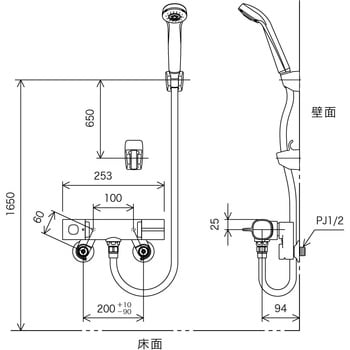 FTB100KGSFT サーモスタット式シャワー(シャワー専用型) 1個 KVK