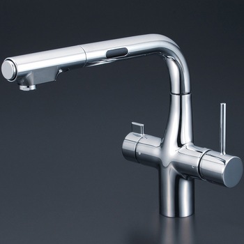 ビルトイン浄水器用シングルシャワー付混合栓(センサー)撥水 電池 KM6131SCEC KVK