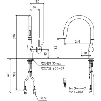 KM6061ECHS シングルシャワー付混合栓 撥水 KM6061EC 1個 KVK 【通販