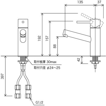 KVK KM7061 台付シングル　混合水栓 KVK KM7061 洗面用 シングル混合栓 一般地仕様 送料無料