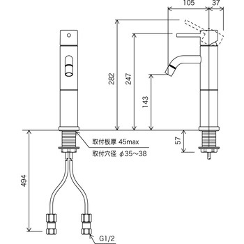 シングル混合栓 サクラ KM7051 KVK