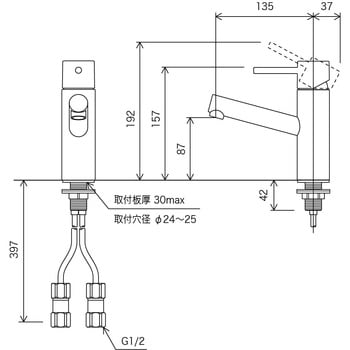 KM7061M4 シングル混合栓 KM7061 1個 KVK 【通販サイトMonotaRO】