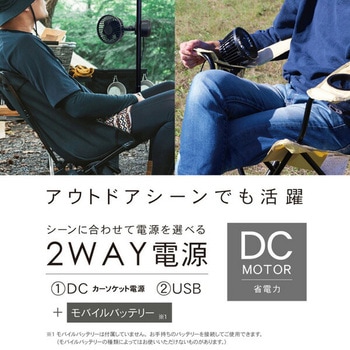 サーキュレーター コンパクト 車用 DCアダプター 2電源対応(車載、USB) TOPLAND