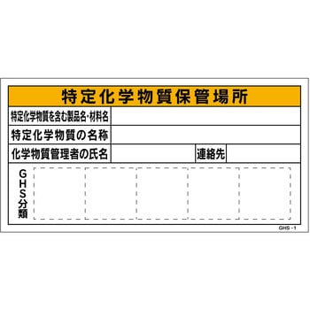 GHS板 特定化学物質保管場所 GHS-1 300×600 グリーンクロス