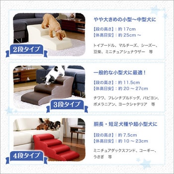 日本製ドッグステップPVCレザー、犬用階段2段タイプ【lonis レーニス
