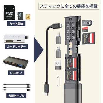 高速リーダー機能付きアルミメモリーカードケース サンコー(電子機器)