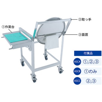 ステンレスホッパー型バンド式密閉容器 架台付 作業台付 HT-CTL-ASCB