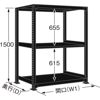 ラークラック(ブラック/150kg/高さ1500/単体) サカエ