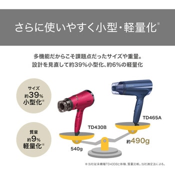ヘアドライヤー プロテクトイオン 折りたたみ 大風量 2WAYモイスチャーフード 切替スイッチ 3段階【TURBO-DRY-SET】 静電気低減 ラク抜きプラグ 抗菌 テスコム