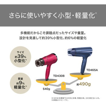 ヘアドライヤー プロテクトイオン 折りたたみ 大風量 2WAYモイスチャーフード 切替スイッチ 3段階【TURBO-DRY-SET】 静電気低減 ラク抜きプラグ 抗菌 テスコム