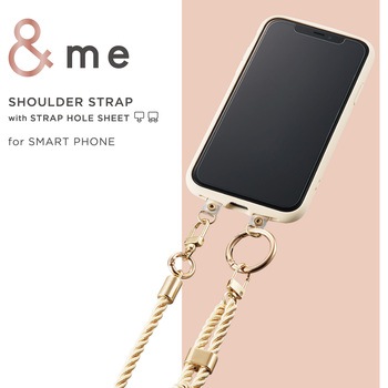 スマホショルダー ストラップ 43～76cm 長さ調整可 ストラップシート付 組みひもタイプ &me エレコム