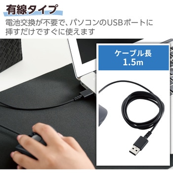 有線マウス 静音 5ボタン 左手専用 抗菌 EX-G エレコム