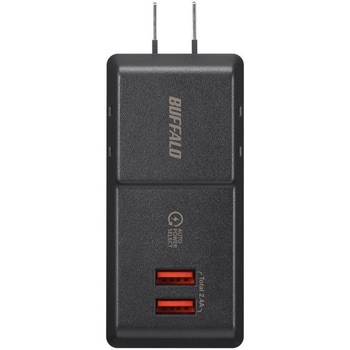 コンセント付きAC充電器 USB×2 2.4A ブラック BUFFALO(バッファロー)