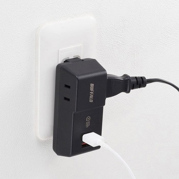 コンセント付きAC充電器 USB×2 2.4A ブラック BUFFALO(バッファロー)
