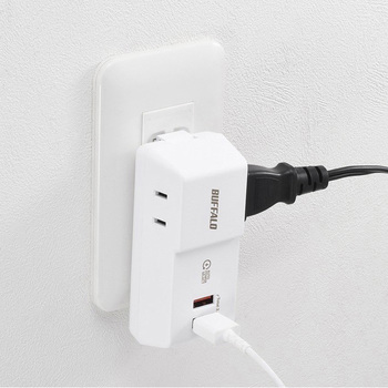 コンセント付きAC充電器 USB×2 2.4A ホワイト BUFFALO(バッファロー)