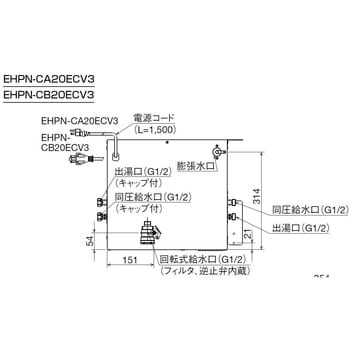 EHPN-CA20ECV3 小型電気温水器 ゆプラス 出湯温度可変タイプ 20L 1台