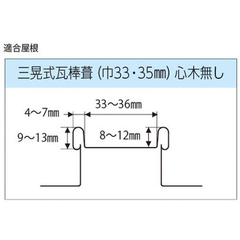 三晃式瓦棒葺巾33・35mm ラック式ソーラー金具 M10×32(出) サカタ製作所