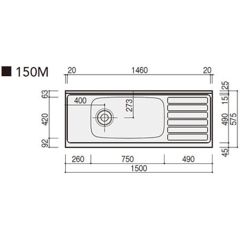 TRW-150ML 流し台 SK 1台 クリナップ 【通販サイトMonotaRO】