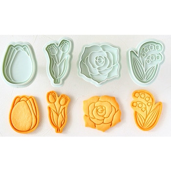 cotta スタンプクッキー型 お花(チューリップ2種・バラ・スズラン) cotta