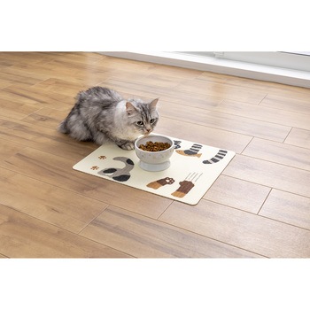 おくだけ吸着ペット用ランチョンマット 猫柄 サンコー