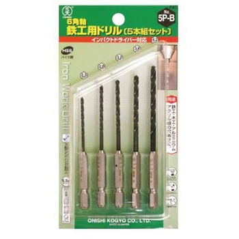 鉄工用ドリル(六角軸/HSS)5本組 EA824CPシリーズ エスコ