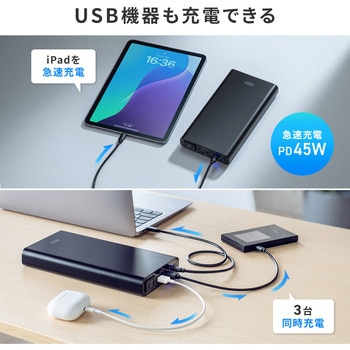 モバイルバッテリー USB PD対応 AC65W/PD45W サンワサプライ