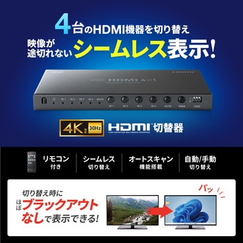 HDMI切替器 4入力1出力 4K対応 サンワサプライ