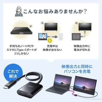 拡張アダプタ USB TypeC PD対応 サンワサプライ