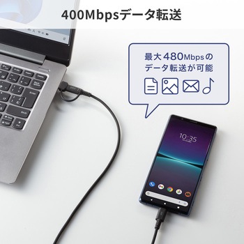 USB TypeCケーブル USB2.0 PD60W対応(USB A変換アダプタ付き) サンワサプライ