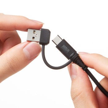 USB TypeCケーブル USB2.0 PD60W対応(USB A変換アダプタ付き) サンワサプライ