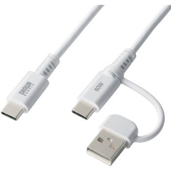 USB TypeCケーブル USB2.0 PD60W対応(USB A変換アダプタ付き) サンワサプライ