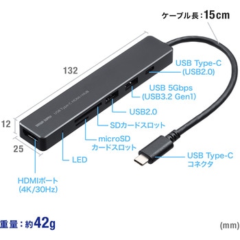 ドッキングハブ USB TypeC HDMIポート付き サンワサプライ