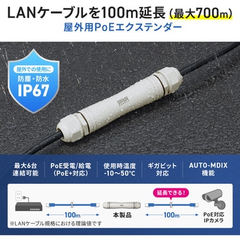 エクステンダー PoE 防塵防水対応 サンワサプライ