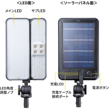 LED投光器 ソーラー充電 三脚付き サンワサプライ