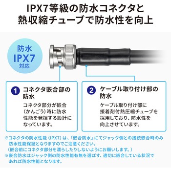SDIケーブル HD-SDI/3G-SDI対応 防水IPX7 サンワサプライ