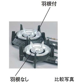 ハイカロリーコンロ パイロット(種火付)二重・羽根付 525×330×130mm TS-208P 二重羽根付(パイロット種火付シリーズ タチバナ製作所