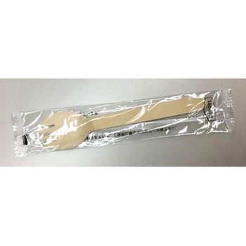 カトラリー 木製フォーク付スプーン 単袋入 透明 中央化学